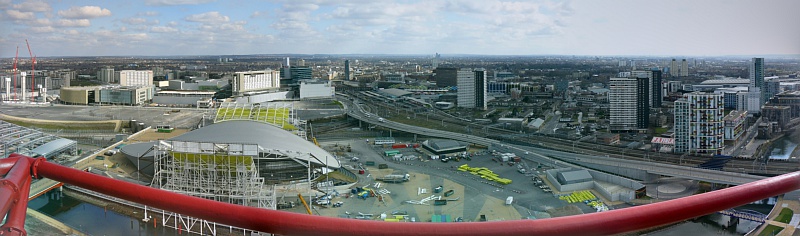 P1040961 PANO.
10:22:58am Fri 29 Mar 2013.
From the 'Orbit' in the London 2012 Olympic Park.&nbsp;Select this image to see a larger version. 