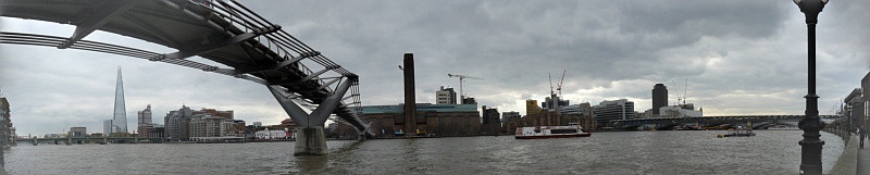 P1050064 PANO.
2:17:46pm Fri 29 Mar 2013.
The Shard fits under the Millenium Bridge.&nbsp;Select this image to see a larger version. 