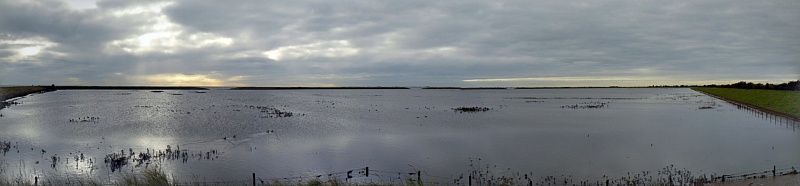 P1070079 PANO.
9:42:37am Wed 19 Oct 2016.
RSPB Freiston Shore, Flooded Salt Marsh at Spring Tide.
&nbsp;Select this image to see a larger version. 